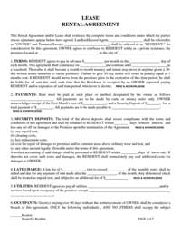 Lease Agreement Form for Property Managers and Landlords